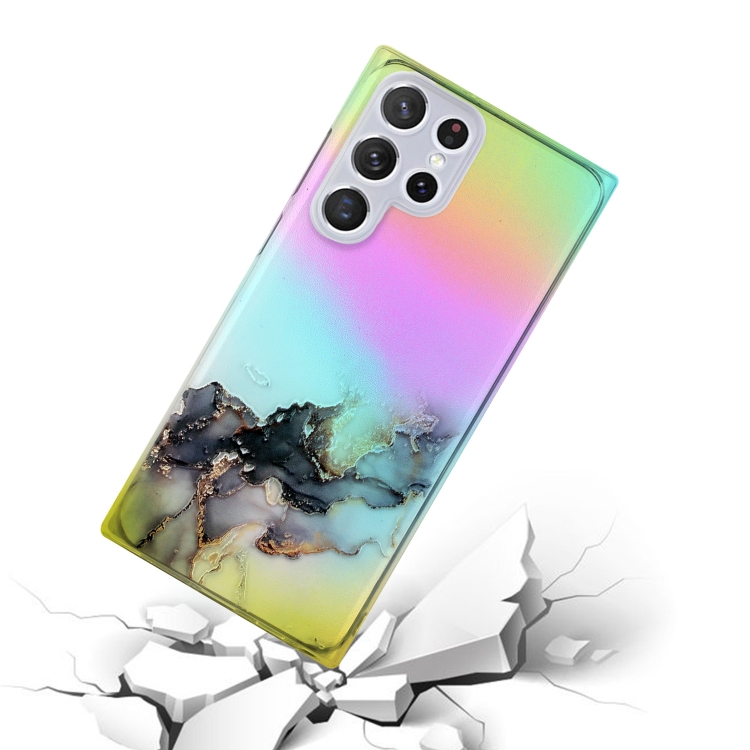 For Samsung Galaxy S22 Ultra 5G Laser Marble Pattern Clear TPU Protective Phone Case(Black) For Samsung Galaxy S22 Ultra 5G Laser Marble Pattern Clear TPU Protective Phone Case(Black)