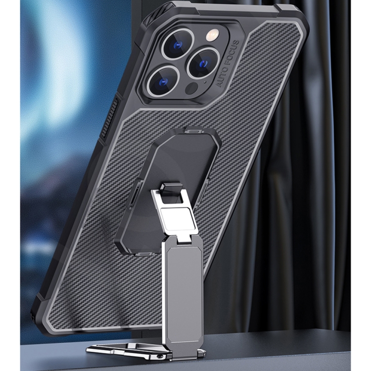 For iPhone 13 mini Carbon Fiber Texture Phone Case with Holder (Blue+Black) For iPhone 13 mini Carbon Fiber Texture Phone Case with Holder (Blue+Black)