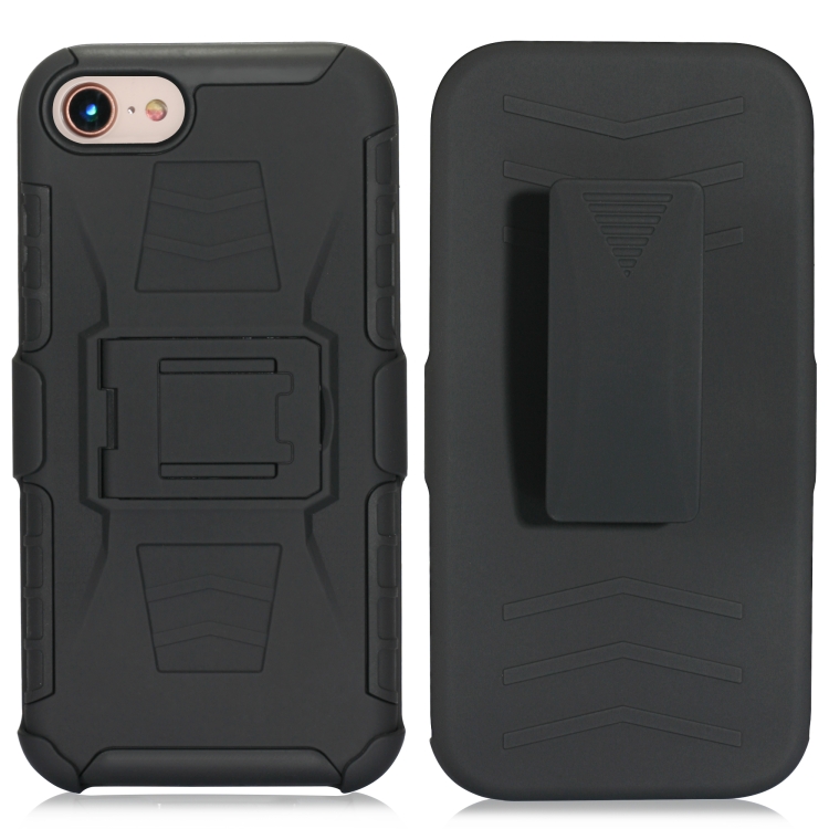 For iPhone SE 2022 / SE 2020 / 8 / 7 PC + Silicone Back Clip Sliding Sleeve Protective Case(Black) For iPhone SE 2022 / SE 2020 / 8 / 7 PC + Silicone Back Clip Sliding Sleeve Protective Case(Black)