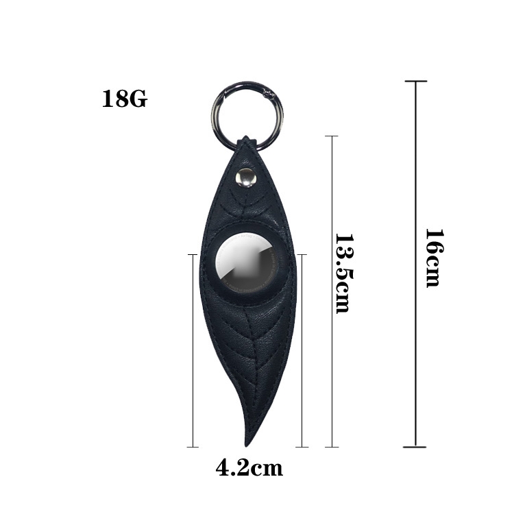 JDK-E3 Leaf Leather Protective Case with Key Ring for AirTag(Green)