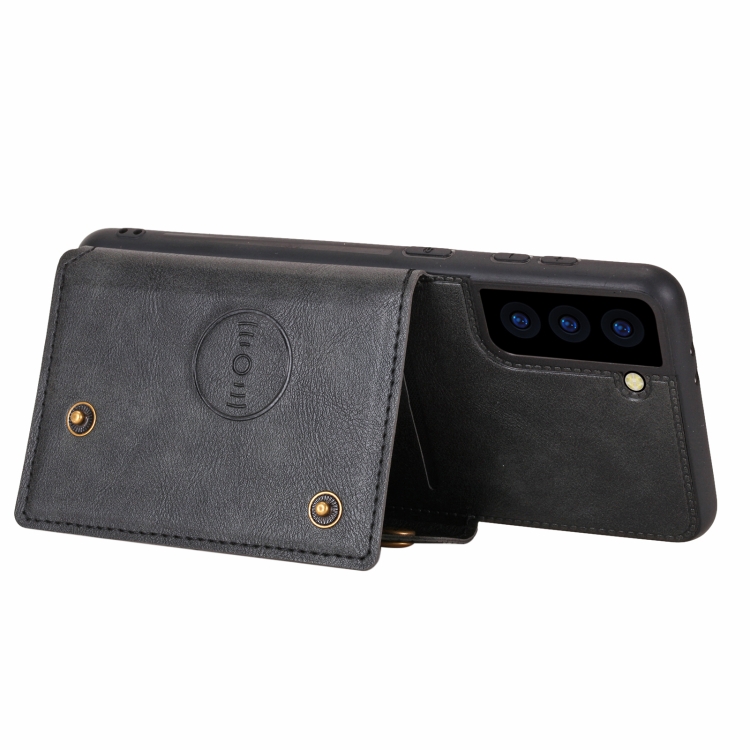 For Samsung Galaxy S22 5G Double Buckle PU + TPU Magnetic Phone Case(Black) For Samsung Galaxy S22 5G Double Buckle PU + TPU Magnetic Phone Case(Black)