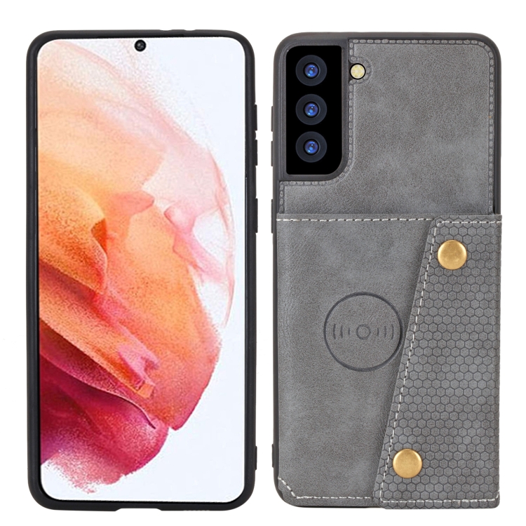 For Samsung Galaxy S22+ 5G Double Buckle PU + TPU Magnetic Phone Case(Grey) For Samsung Galaxy S22+ 5G Double Buckle PU + TPU Magnetic Phone Case(Grey)