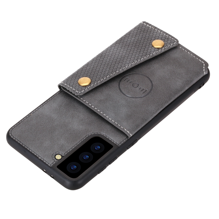 For Samsung Galaxy S22+ 5G Double Buckle PU + TPU Magnetic Phone Case(Grey) For Samsung Galaxy S22+ 5G Double Buckle PU + TPU Magnetic Phone Case(Grey)