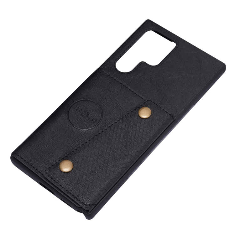 For Samsung Galaxy S22 Ultra 5G Double Buckle PU + TPU Magnetic Phone Case(Black) For Samsung Galaxy S22 Ultra 5G Double Buckle PU + TPU Magnetic Phone Case(Black)