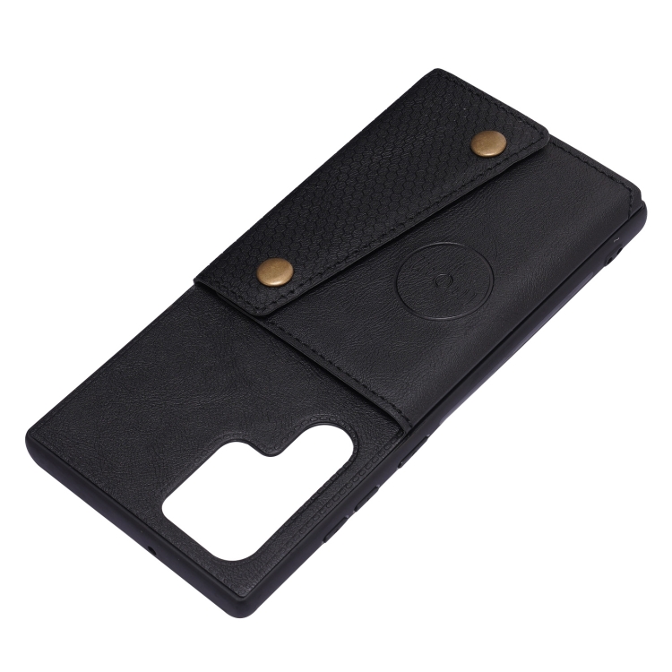 For Samsung Galaxy S22 Ultra 5G Double Buckle PU + TPU Magnetic Phone Case(Black) For Samsung Galaxy S22 Ultra 5G Double Buckle PU + TPU Magnetic Phone Case(Black)