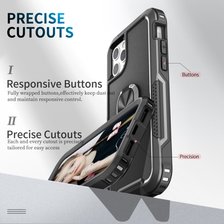 3 in 1 PC + TPU Phone Case with Ring Holder For iPhone 11 Pro(Black) 3 in 1 PC + TPU Phone Case with Ring Holder For iPhone 11 Pro(Black)