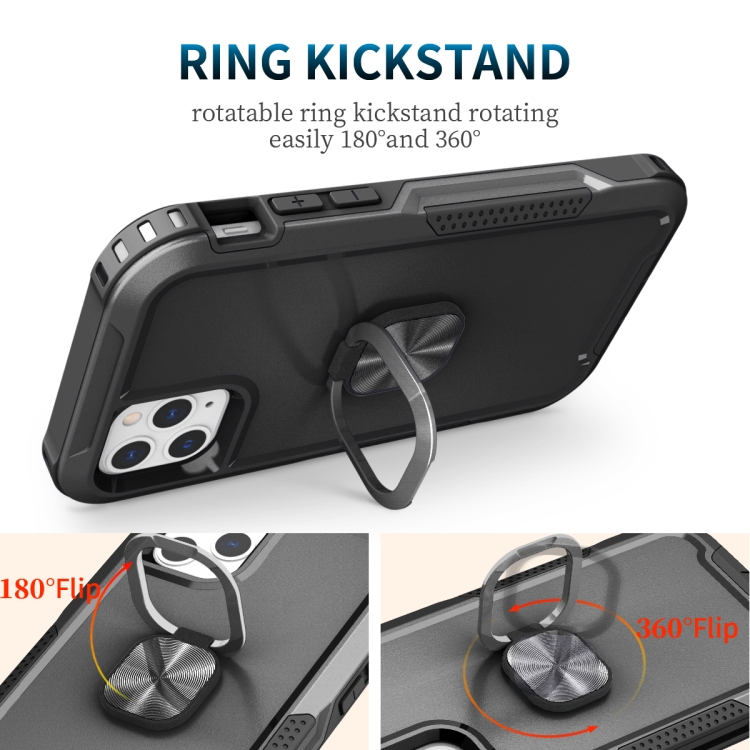 3 in 1 PC + TPU Phone Case with Ring Holder For iPhone 11 Pro(Black) 3 in 1 PC + TPU Phone Case with Ring Holder For iPhone 11 Pro(Black)