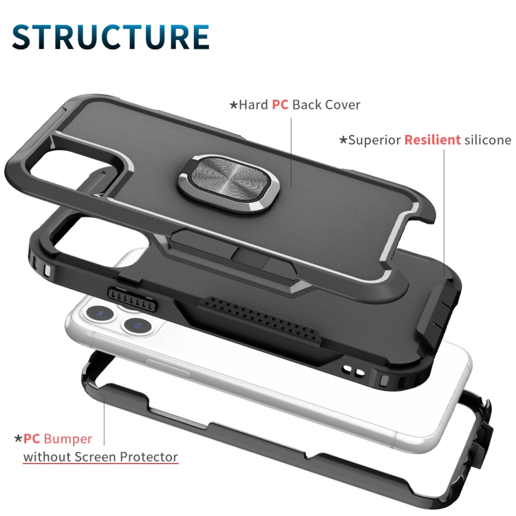 3 in 1 PC + TPU Phone Case with Ring Holder For iPhone 11 Pro(Black) 3 in 1 PC + TPU Phone Case with Ring Holder For iPhone 11 Pro(Black)