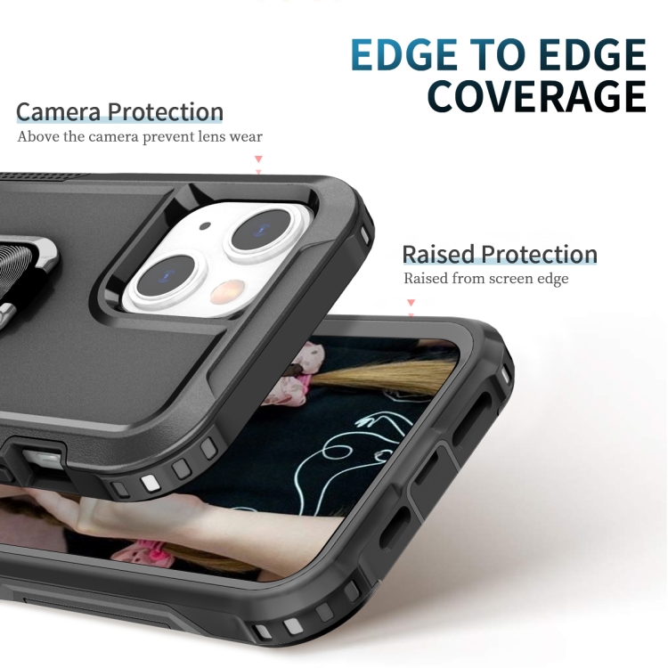 For iPhone 13 mini 3 in 1 PC + TPU Phone Case with Ring Holder (Black) For iPhone 13 mini 3 in 1 PC + TPU Phone Case with Ring Holder (Black)