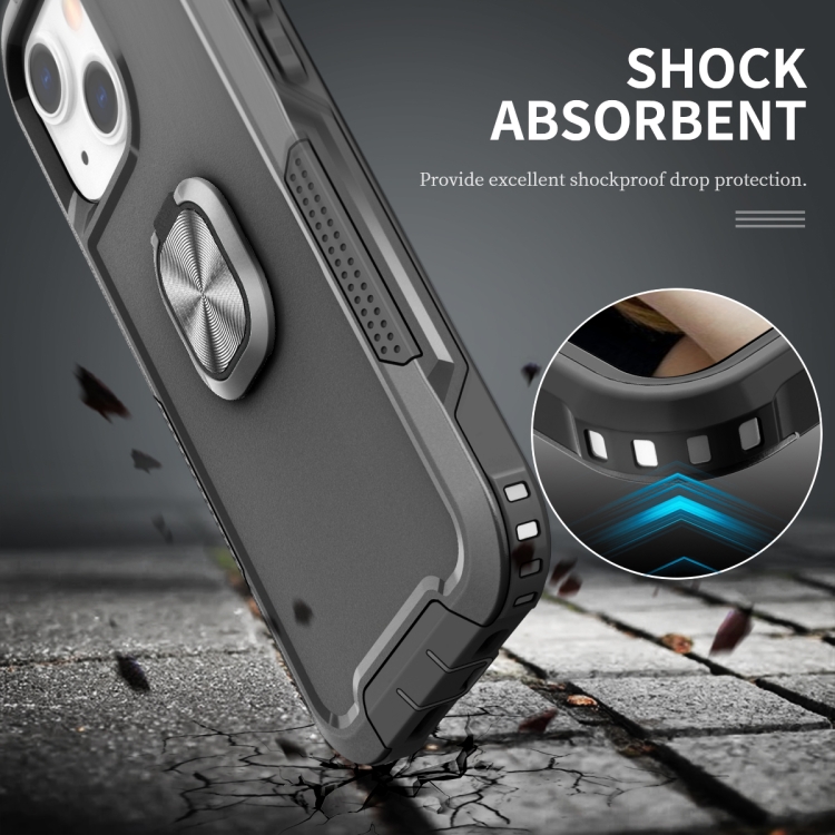 For iPhone 13 mini 3 in 1 PC + TPU Phone Case with Ring Holder (Black) For iPhone 13 mini 3 in 1 PC + TPU Phone Case with Ring Holder (Black)