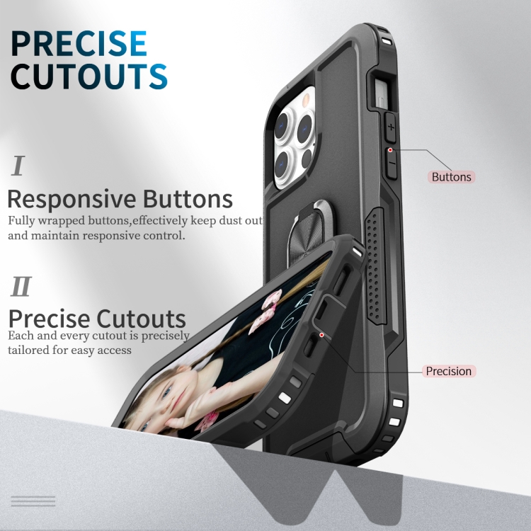 For iPhone 13 Pro Max 3 in 1 PC + TPU Phone Case with Ring Holder (Black) For iPhone 13 Pro Max 3 in 1 PC + TPU Phone Case with Ring Holder (Black)