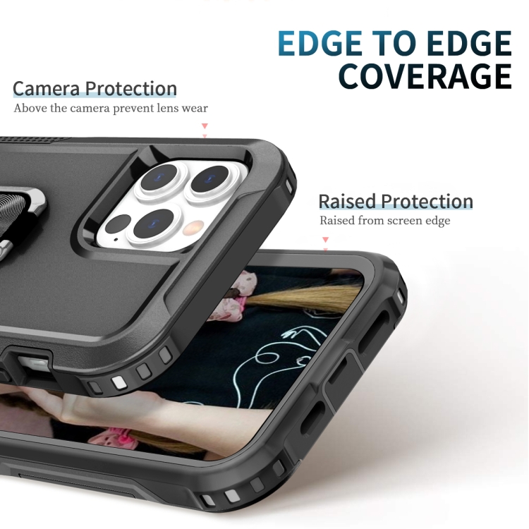 For iPhone 13 Pro Max 3 in 1 PC + TPU Phone Case with Ring Holder (Black) For iPhone 13 Pro Max 3 in 1 PC + TPU Phone Case with Ring Holder (Black)