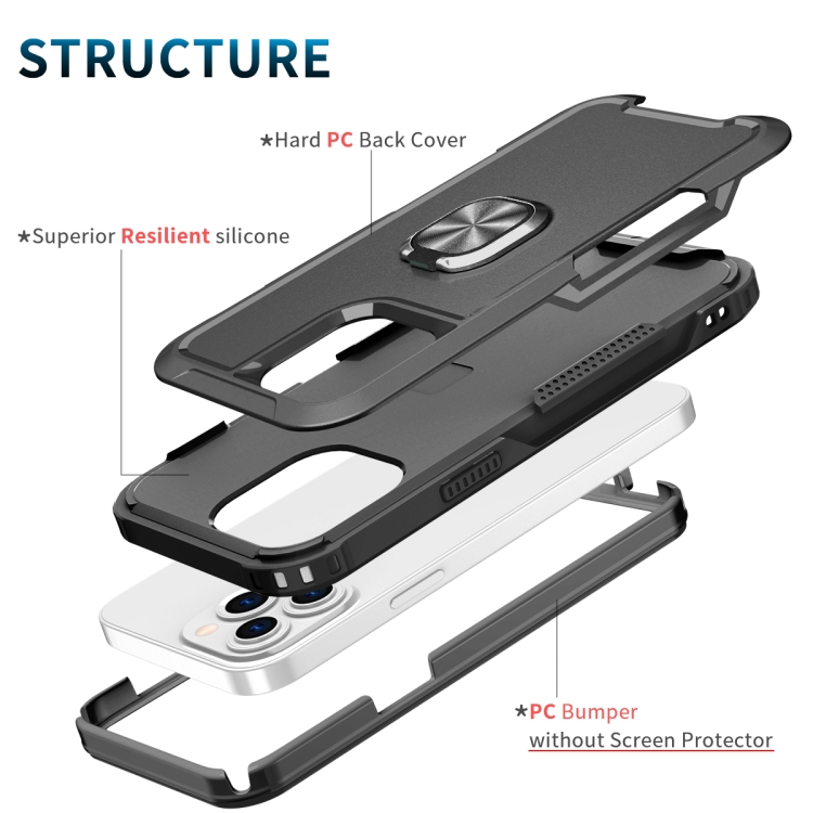 For iPhone 13 Pro Max 3 in 1 PC + TPU Phone Case with Ring Holder (Black) For iPhone 13 Pro Max 3 in 1 PC + TPU Phone Case with Ring Holder (Black)
