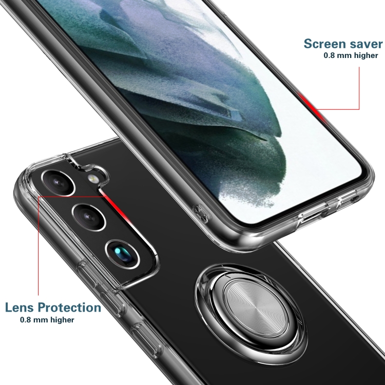 For Samsung Galaxy S22 5G Shockproof Matte Transparent TPU Phone Case with Ring Holder(Transparent Black) For Samsung Galaxy S22 5G Shockproof Matte Transparent TPU Phone Case with Ring Holder(Transparent Black)