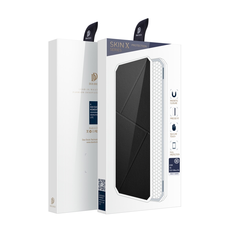 Dành cho Samsung Galaxy S22 Ultra 5G Dux Ducis Skin X Series Vỏ điện thoại Flip Da ngang (Đen) - 6