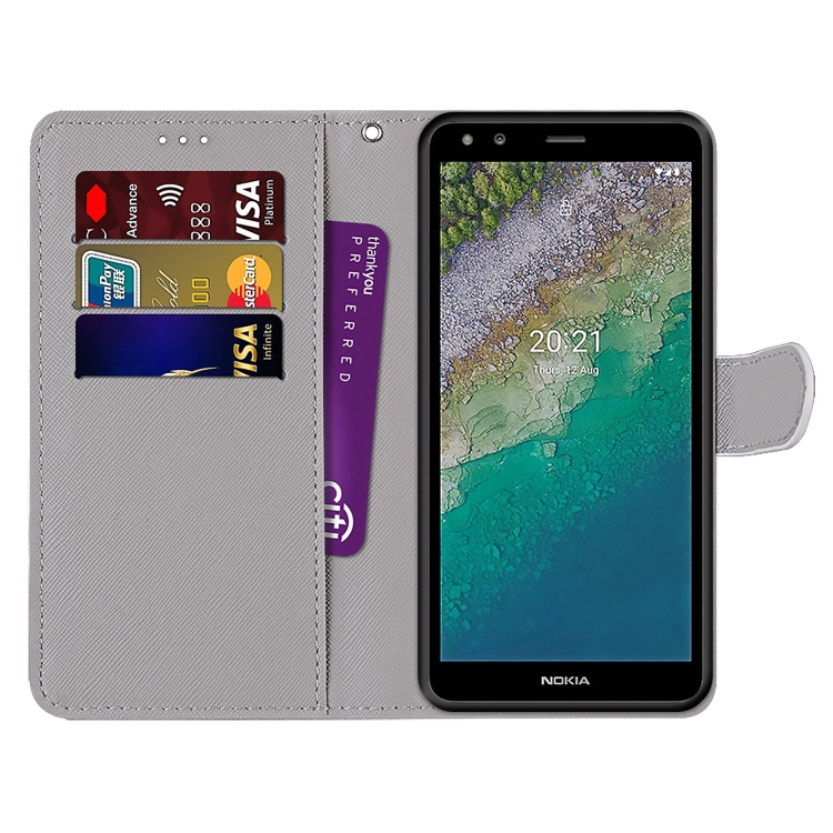 Para Nokia C01 Plus Colorido Desenho Cross Textura Horizontal Flip PU Caixa  de Couro de Telefone