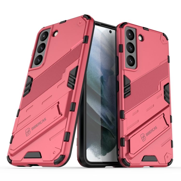 For Samsung Galaxy S22 5G Punk Armor 2 in 1 PC + TPU Shockproof Phone Case with Invisible Holder(Light Red) For Samsung Galaxy S22 5G Punk Armor 2 in 1 PC + TPU Shockproof Phone Case with Invisible Holder(Light Red)
