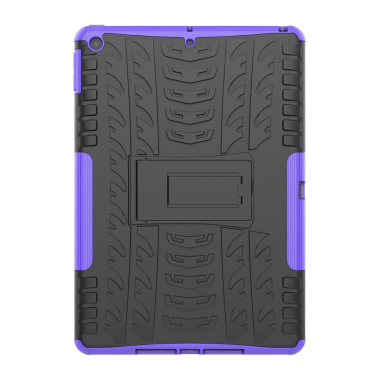 For iPad 10.2 2021 / 2020 / 2019 Tire Texture TPU + PC Shockproof Case with Holder(Purple) For iPad 10.2 2021 / 2020 / 2019 Tire Texture TPU + PC Shockproof Case with Holder(Purple)