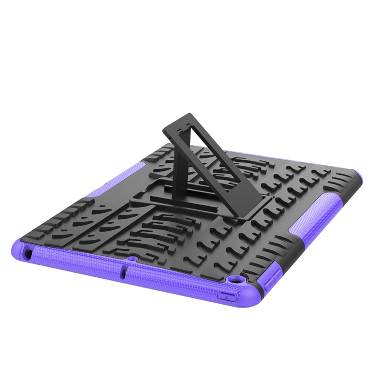 For iPad 10.2 2021 / 2020 / 2019 Tire Texture TPU + PC Shockproof Case with Holder(Purple) For iPad 10.2 2021 / 2020 / 2019 Tire Texture TPU + PC Shockproof Case with Holder(Purple)