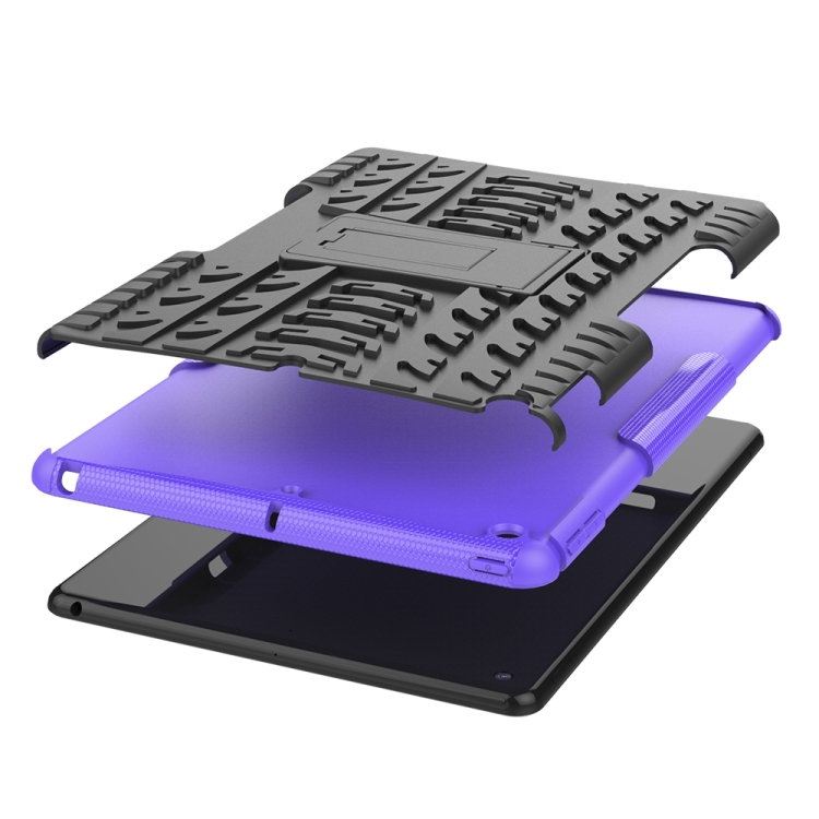 For iPad 10.2 2021 / 2020 / 2019 Tire Texture TPU + PC Shockproof Case with Holder(Purple) For iPad 10.2 2021 / 2020 / 2019 Tire Texture TPU + PC Shockproof Case with Holder(Purple)