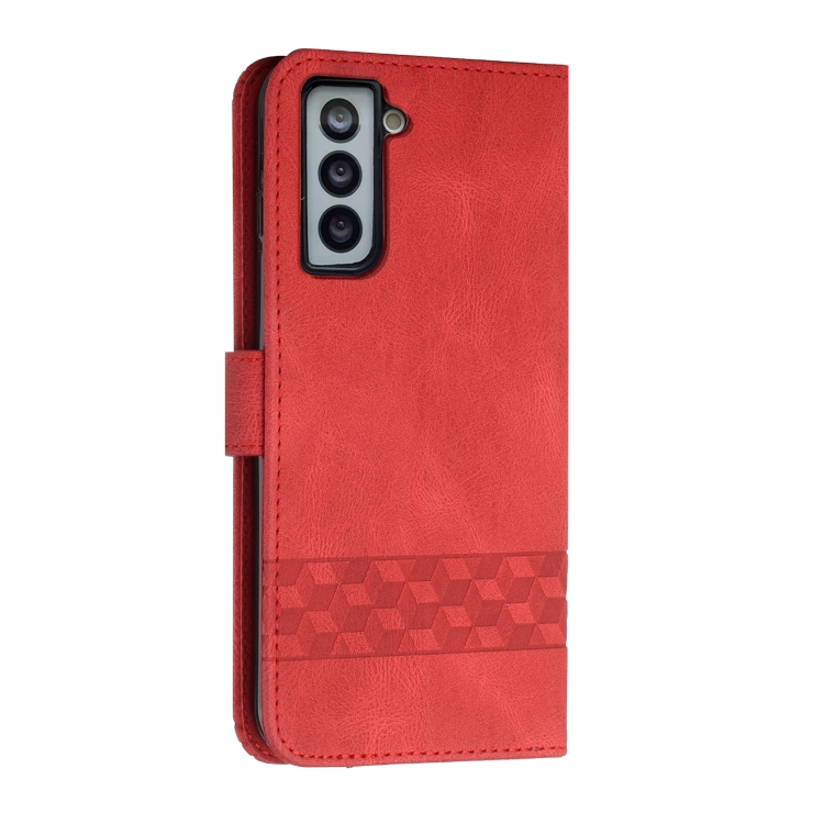 For Samsung Galaxy S22+ 5G Cubic Skin Feel Flip Leather Phone Case(Red) For Samsung Galaxy S22+ 5G Cubic Skin Feel Flip Leather Phone Case(Red)