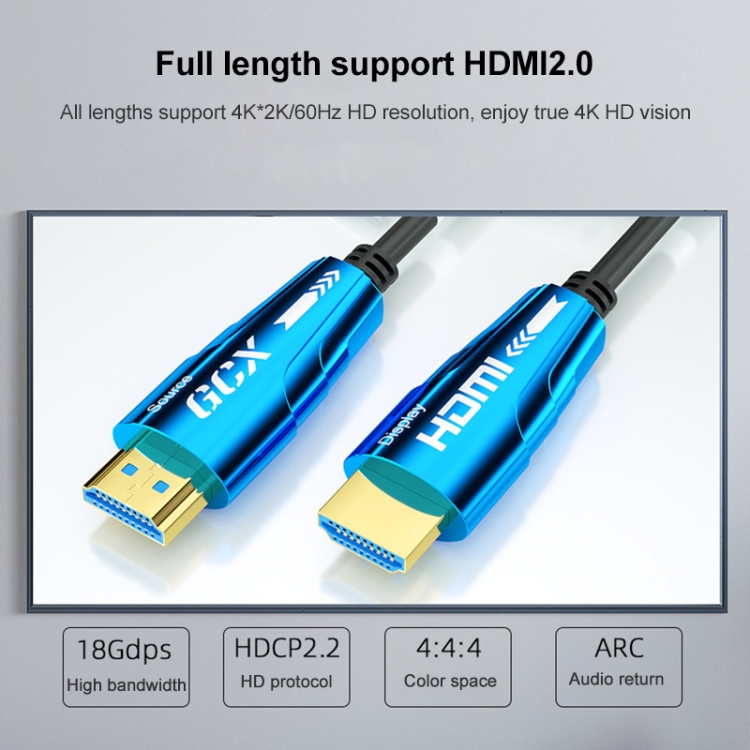 HDMI 2.0 Male a HDMI 2.0 Male 4K HD Cable óptico activo, longitud del cable: 5m - 2