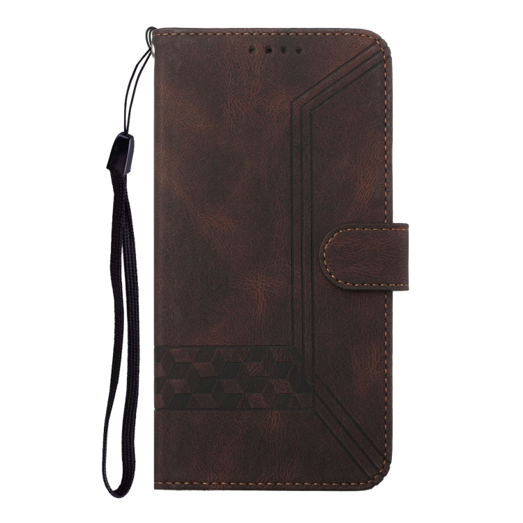 For iPhone 13 mini Cubic Skin Feel Flip Leather Phone Case (Brown) For iPhone 13 mini Cubic Skin Feel Flip Leather Phone Case (Brown)