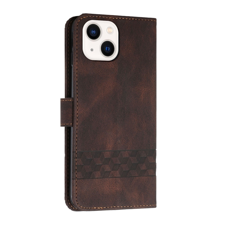 For iPhone 13 mini Cubic Skin Feel Flip Leather Phone Case (Brown) For iPhone 13 mini Cubic Skin Feel Flip Leather Phone Case (Brown)