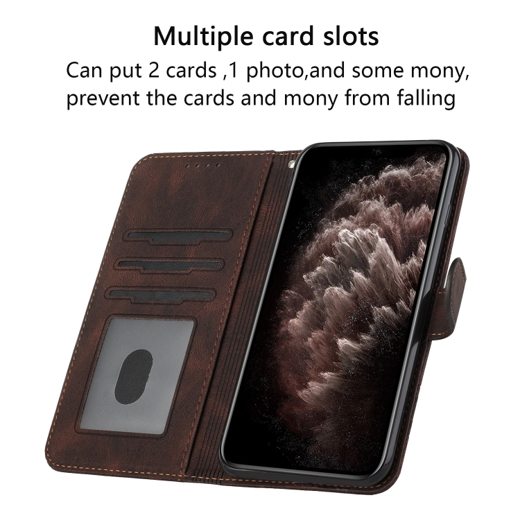 For iPhone 13 mini Cubic Skin Feel Flip Leather Phone Case (Brown) For iPhone 13 mini Cubic Skin Feel Flip Leather Phone Case (Brown)