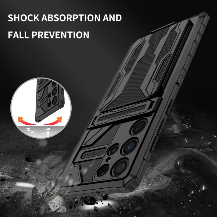 For Samsung Galaxy S22 Ultra 5G Armor Card PC + TPU Phone Case(Black)