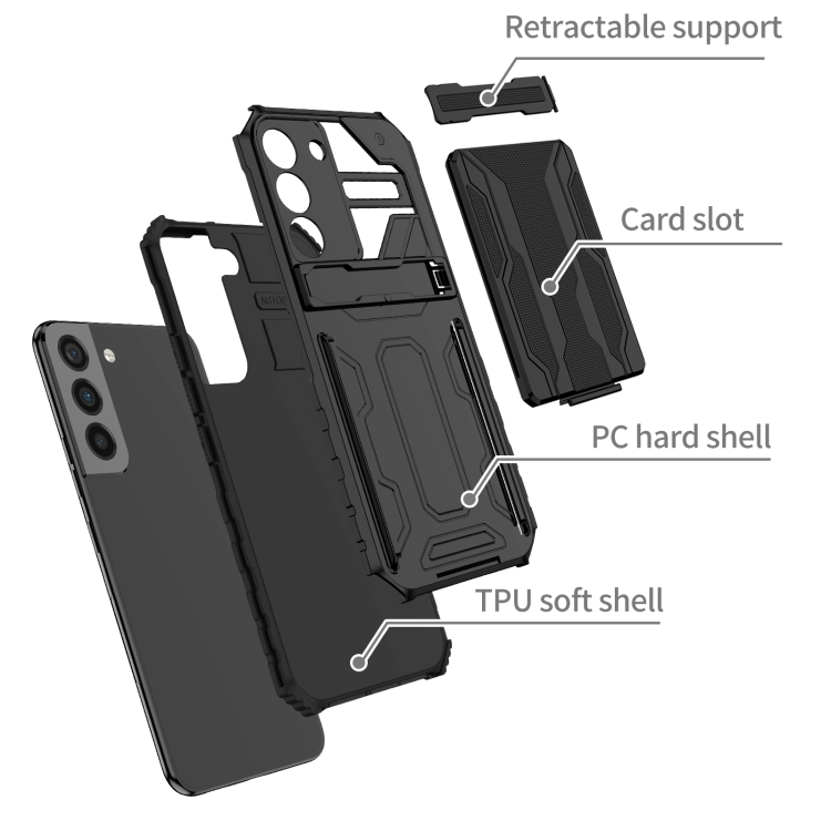 For Samsung Galaxy S22 5G Armor Card PC + TPU Phone Case(Black) For Samsung Galaxy S22 5G Armor Card PC + TPU Phone Case(Black)