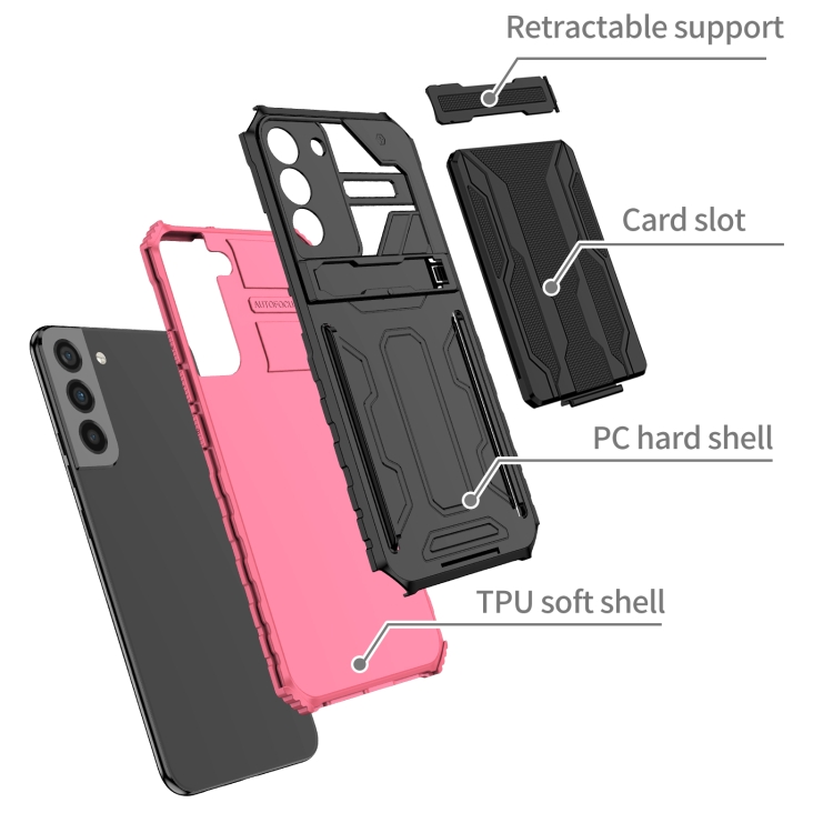 For Samsung Galaxy S22+ 5G Armor Card PC + TPU Phone Case(Pink) For Samsung Galaxy S22+ 5G Armor Card PC + TPU Phone Case(Pink)