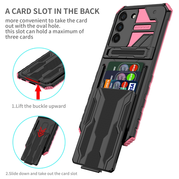 For Samsung Galaxy S22+ 5G Armor Card PC + TPU Phone Case(Pink) For Samsung Galaxy S22+ 5G Armor Card PC + TPU Phone Case(Pink)