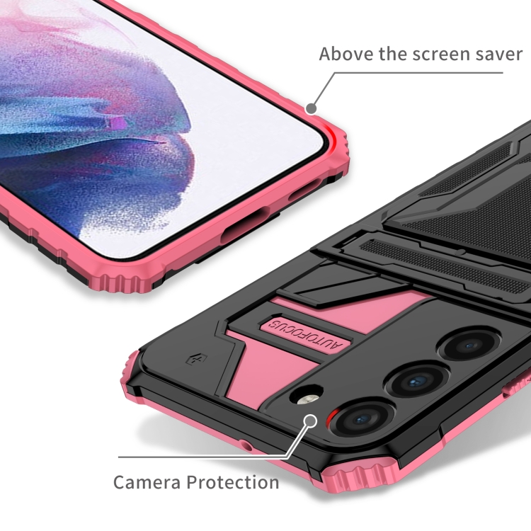 For Samsung Galaxy S22+ 5G Armor Card PC + TPU Phone Case(Pink) For Samsung Galaxy S22+ 5G Armor Card PC + TPU Phone Case(Pink)