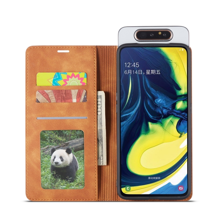 For Galaxy A80 / A90 Forwenw Dream Series Oil Edge Strong Magnetism Horizontal Flip Leather Case with Holder & Card Slots & Wallet & Photo Frame(Brown)