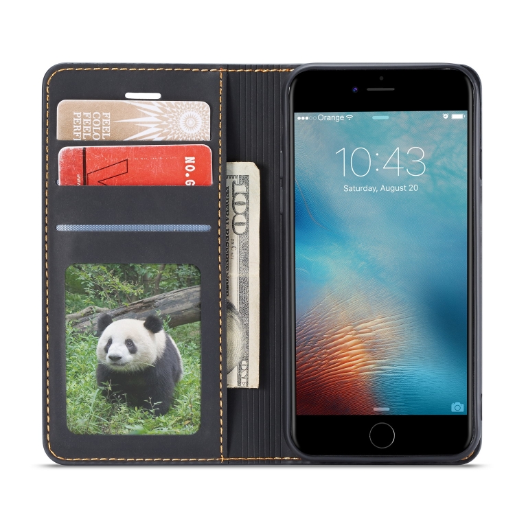 For iPhone SE 2022 / SE 2020 / 8 / 7 Forwenw Dream Series Oil Edge Strong Magnetism Horizontal Flip Leather Case with Holder & Card Slots & Wallet & Photo Frame(Black)