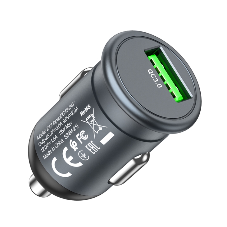 hoco Z43 Mighty Single Port USB QC3.0 18W Car Charger(Tarnish) hoco Z43 Mighty Single Port USB QC3.0 18W Car Charger(Tarnish)