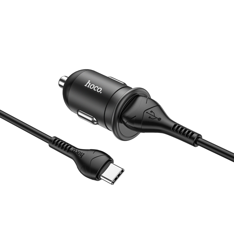 hoco Z43 Mighty Single Port QC3.0 18W Car Charger with USB to USB-C / Type-C Data Cable(Black) hoco Z43 Mighty Single Port QC3.0 18W Car Charger with USB to USB-C / Type-C Data Cable(Black)