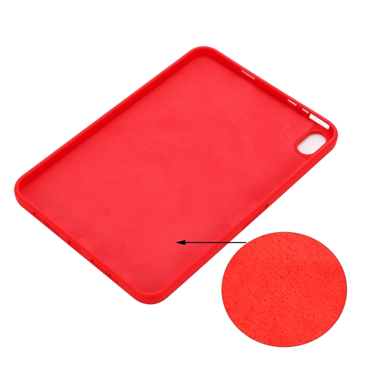 For iPad mini 6 Solid Color Liquid Silicone Dropproof Full Coverage Tablet  Case(Red)