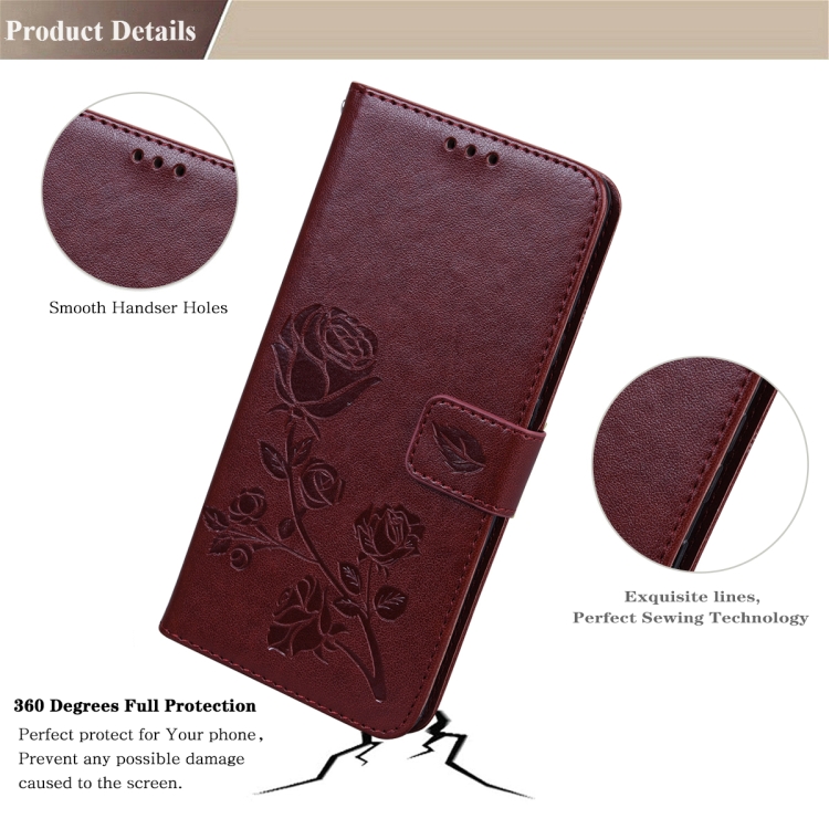 For Samsung Galaxy S22 Ultra 5G Rose Embossed Leather Phone Case(Brown) For Samsung Galaxy S22 Ultra 5G Rose Embossed Leather Phone Case(Brown)