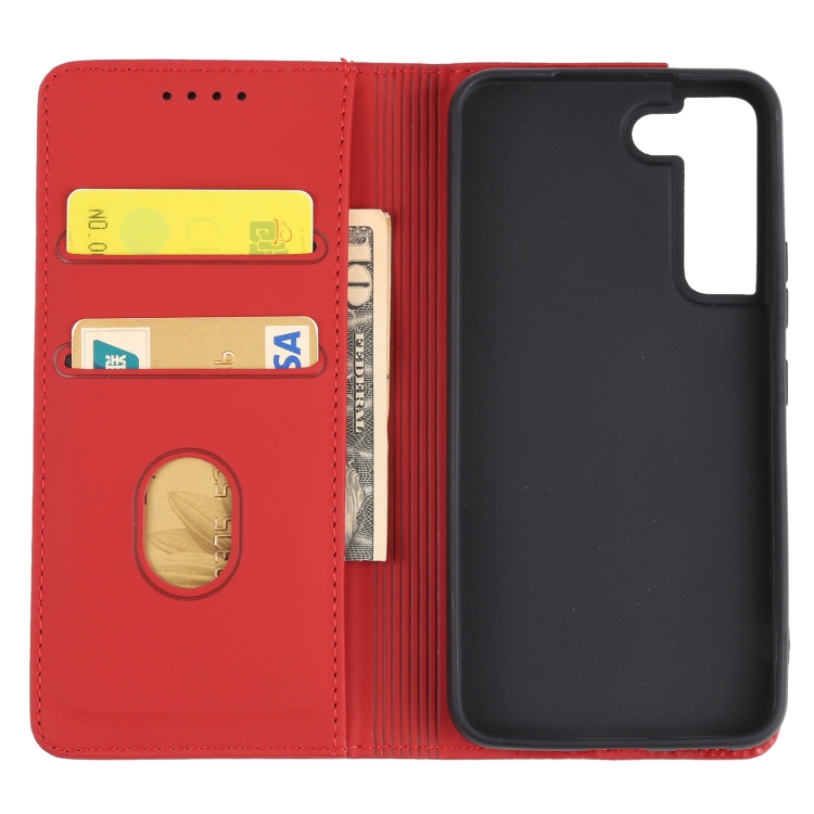 For Samsung Galaxy S22 5G Strong Magnetism Liquid Feel Horizontal Flip Leather Phone Case(Red)