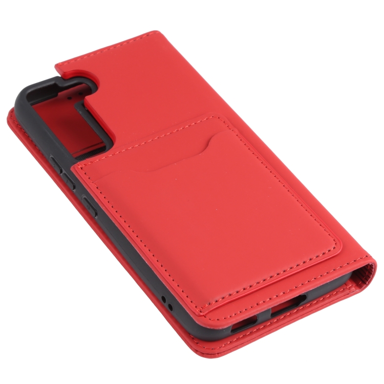 For Samsung Galaxy S22 5G Strong Magnetism Liquid Feel Horizontal Flip Leather Phone Case(Red)
