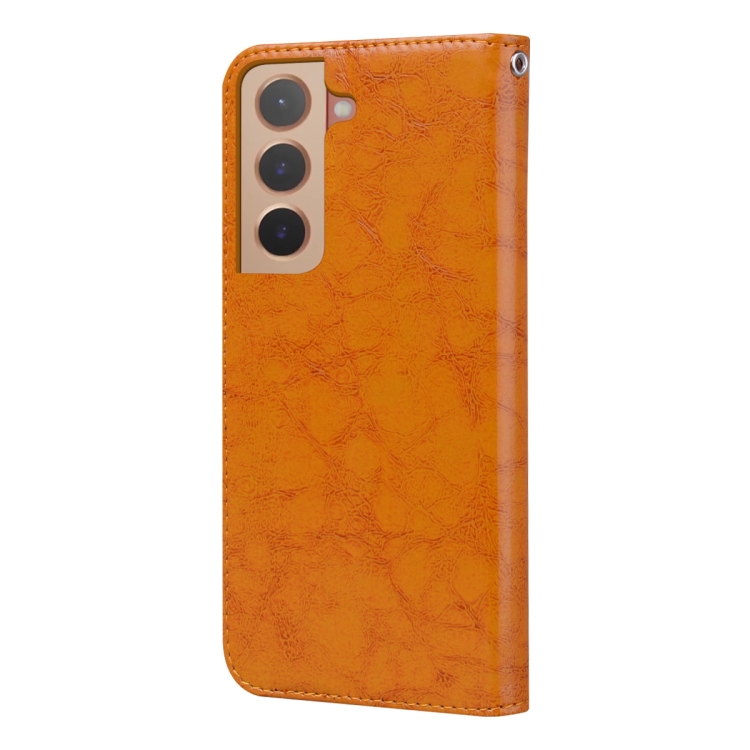 For Samsung Galaxy S22 5G Oil Wax Texture Leather Phone Case(Yellow) For Samsung Galaxy S22 5G Oil Wax Texture Leather Phone Case(Yellow)