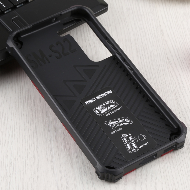 For Samsung Galaxy S22 5G Shockproof TPU + PC Magnetic Protective Phone Case with Holder(Red) For Samsung Galaxy S22 5G Shockproof TPU + PC Magnetic Protective Phone Case with Holder(Red)