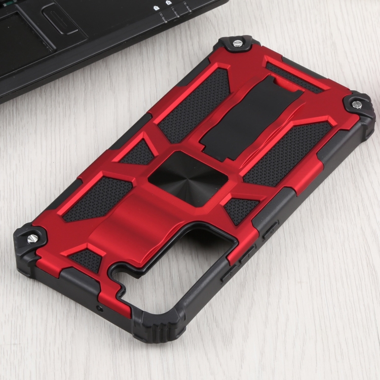 For Samsung Galaxy S22 5G Shockproof TPU + PC Magnetic Protective Phone Case with Holder(Red) For Samsung Galaxy S22 5G Shockproof TPU + PC Magnetic Protective Phone Case with Holder(Red)