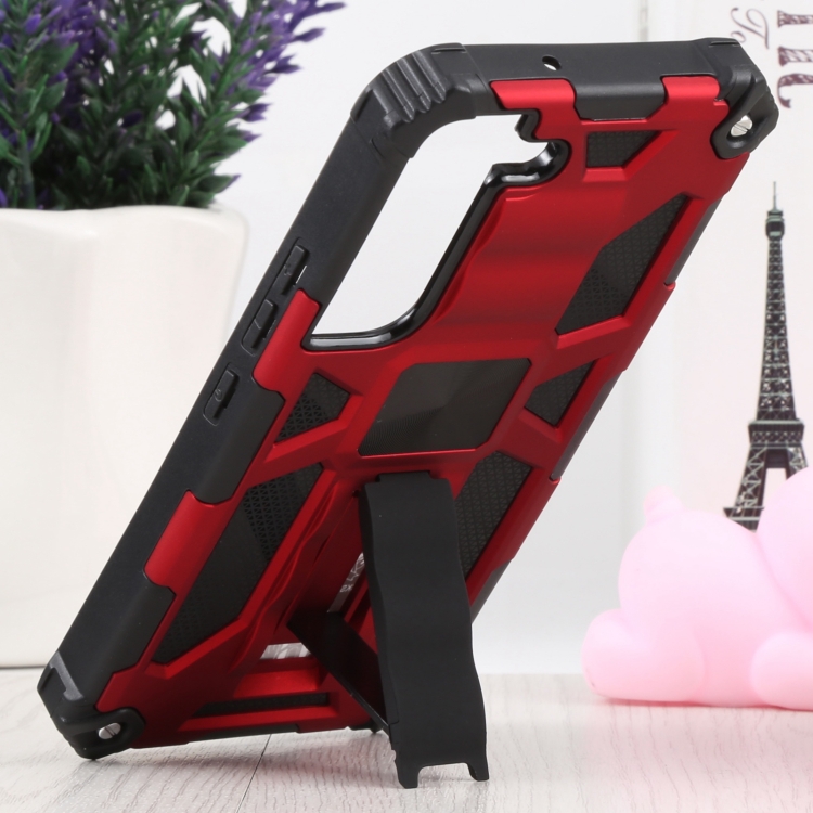 For Samsung Galaxy S22 5G Shockproof TPU + PC Magnetic Protective Phone Case with Holder(Red) For Samsung Galaxy S22 5G Shockproof TPU + PC Magnetic Protective Phone Case with Holder(Red)