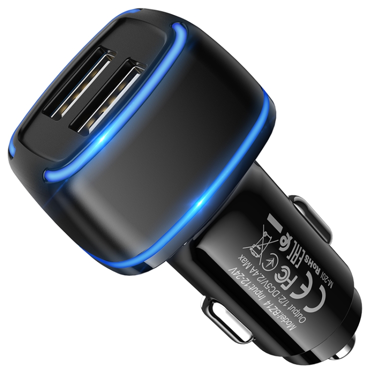 Borofone BZ14 12W Dual USB Ports Car Charger with Ambient Light(Black) Borofone BZ14 12W Dual USB Ports Car Charger with Ambient Light(Black)