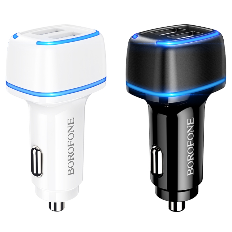 Borofone BZ14 12W Dual USB Ports Car Charger with Ambient Light(Black) Borofone BZ14 12W Dual USB Ports Car Charger with Ambient Light(Black)