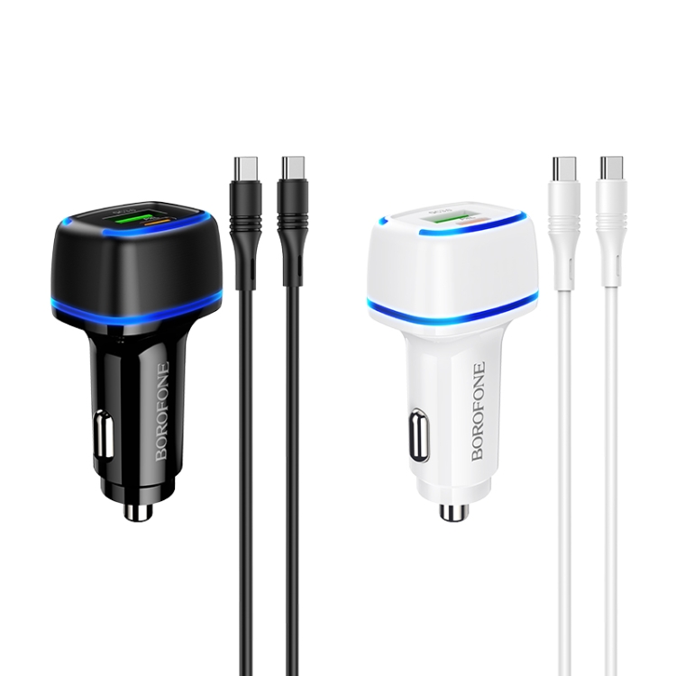 Borofone BZ14A PD 20W USB-C / Type-C + QC 3.0 USB Ports Car Charger with Ambient Light + 1m USB-C / Type-C to USB-C / Type-C Data Cable Set(Black) Borofone BZ14A PD 20W USB-C / Type-C + QC 3.0 USB Ports Car Charger with Ambient Light + 1m USB-C / Type-C to USB-C / Type-C Data Cable Set(Black)