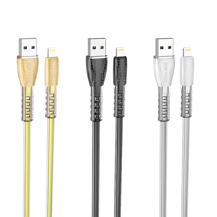 Borofone BU31 1.2m 2.4A USB to 8 Pin Jelly Braided Charging Data Cable(Silver) Borofone BU31 1.2m 2.4A USB to 8 Pin Jelly Braided Charging Data Cable(Silver)